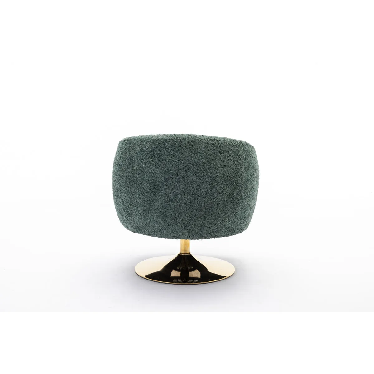 048-Chenille Fabric Accent Swivel Chair With Gold Metal Round Base,Green