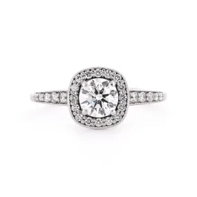 0.67ctw Round Diamond Engagement Ring, Halo, Diamond Band - 14K White Gold