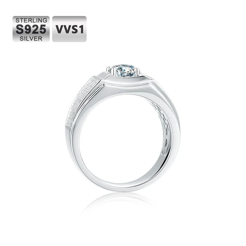 1.0 Carats VVS1 Moissanite Men Ring