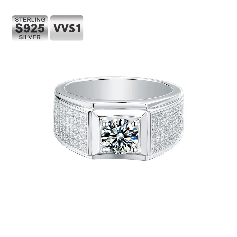 1.0 Carats VVS1 Moissanite Men Ring