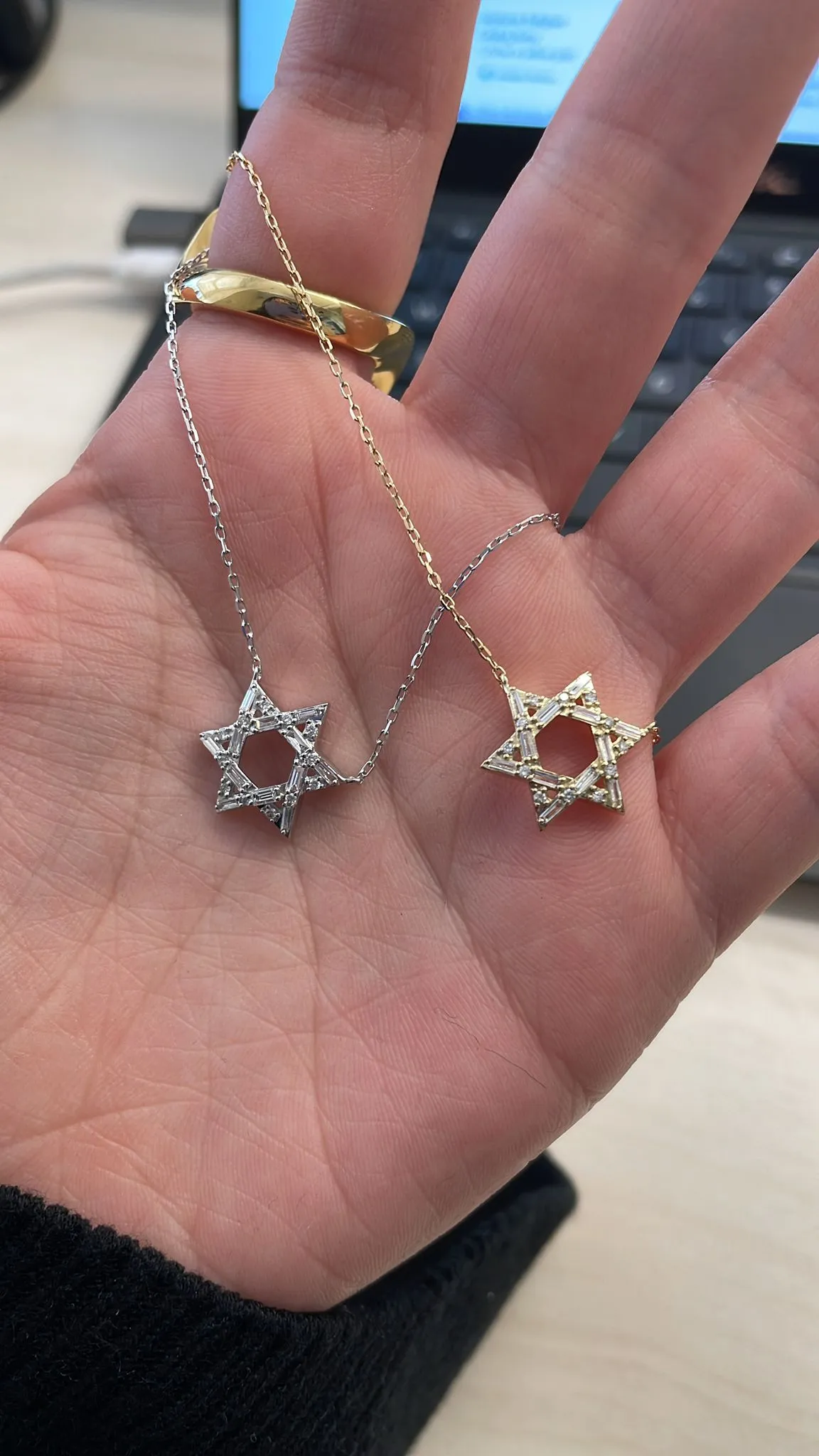 18K Diamond Star of David with Baguette Diamonds