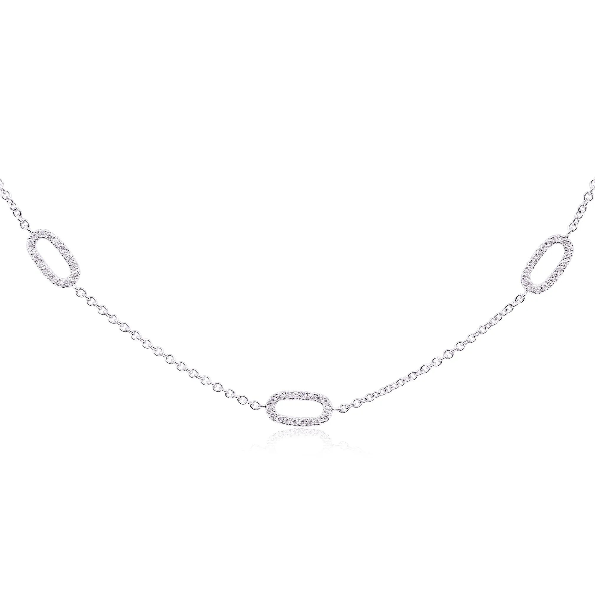 18K WHITE GOLD PAVE DIAMOND LINK NECKLACE - 3.27CTW