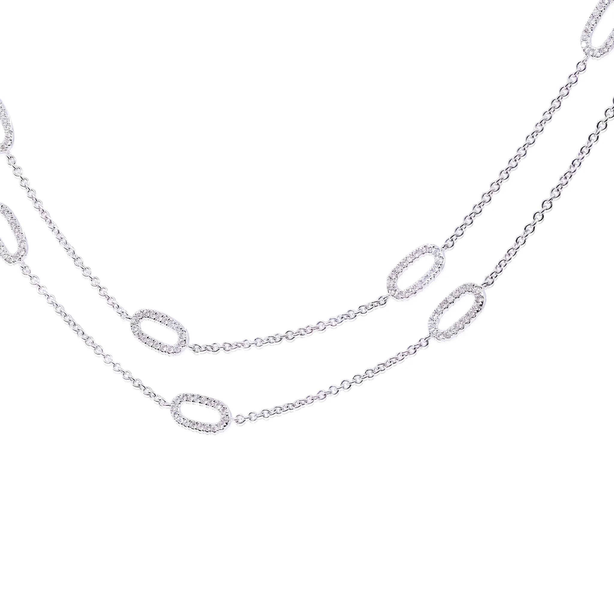 18K WHITE GOLD PAVE DIAMOND LINK NECKLACE - 3.27CTW