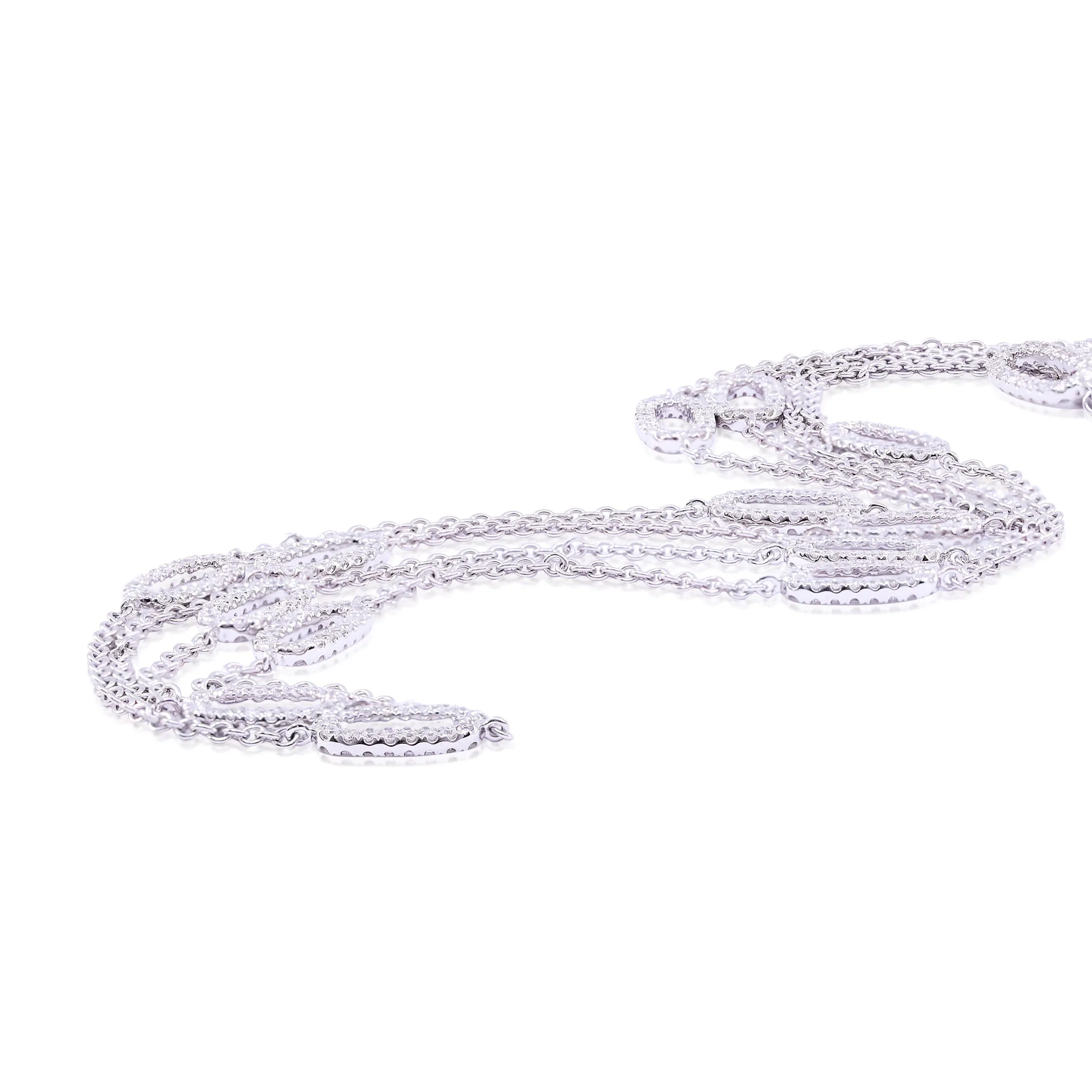 18K WHITE GOLD PAVE DIAMOND LINK NECKLACE - 3.27CTW