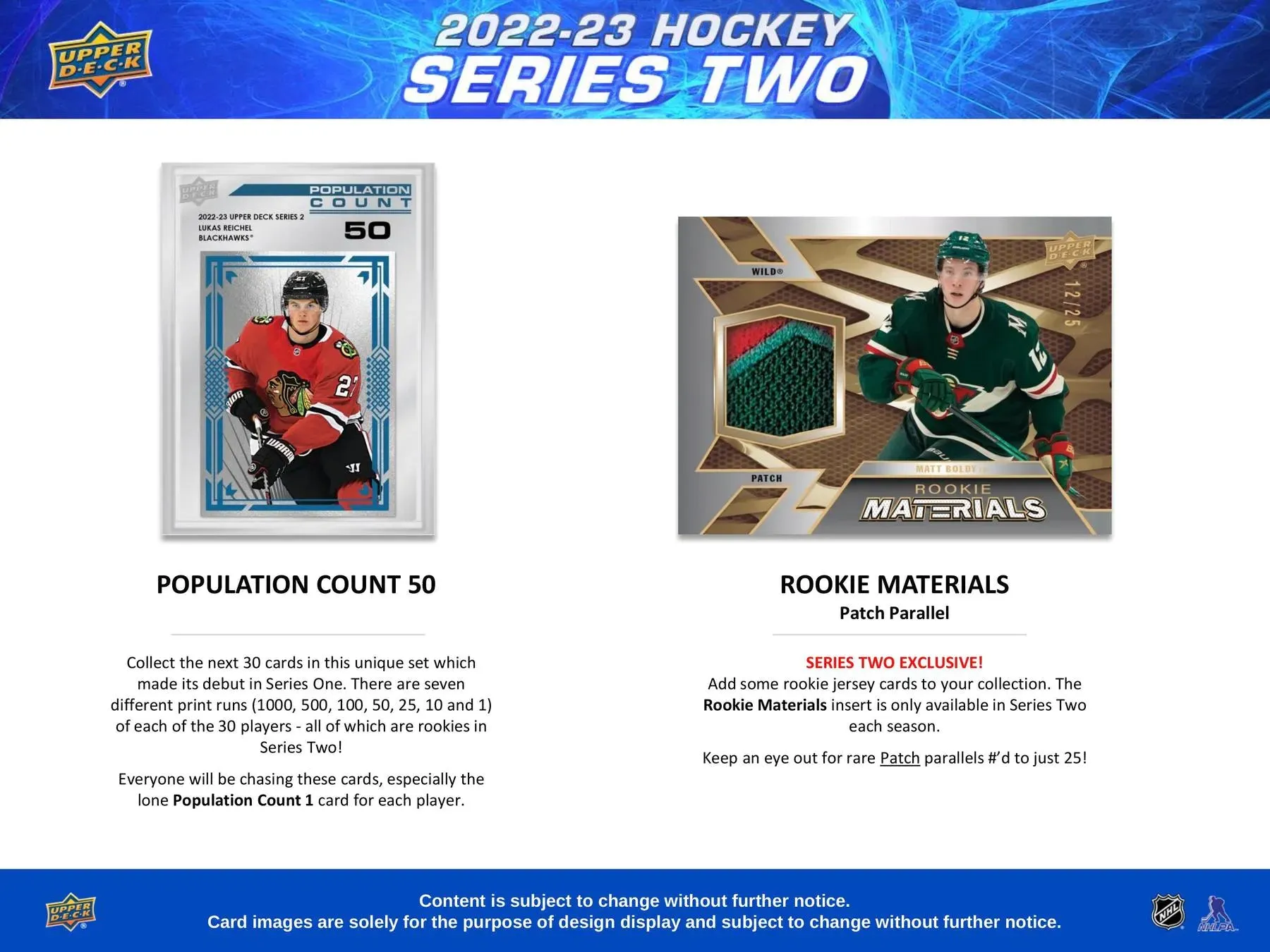 2022/23 Upper Deck Series 2 Hockey Hobby Box 24 Packs per Box, 8 Cards per Pack