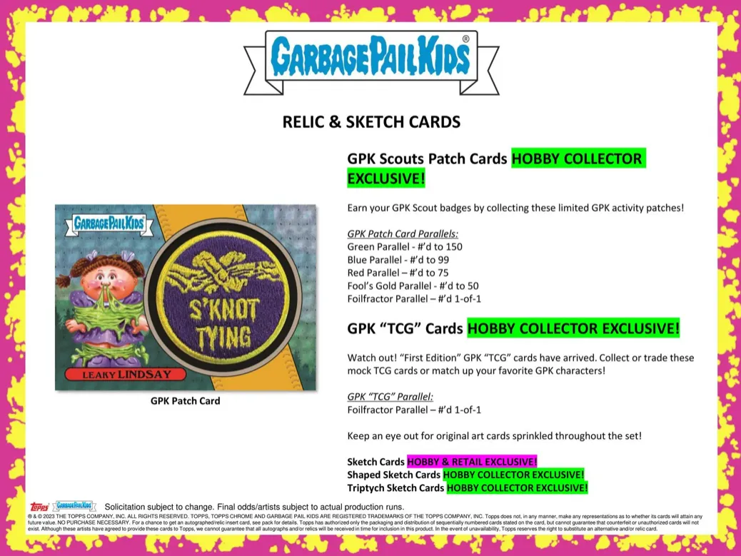 2024 Topps Garbage Pail Kids Series 1: Kids-At-Play Hobby Box 24 Packs per Box, 8 Cards per Pack