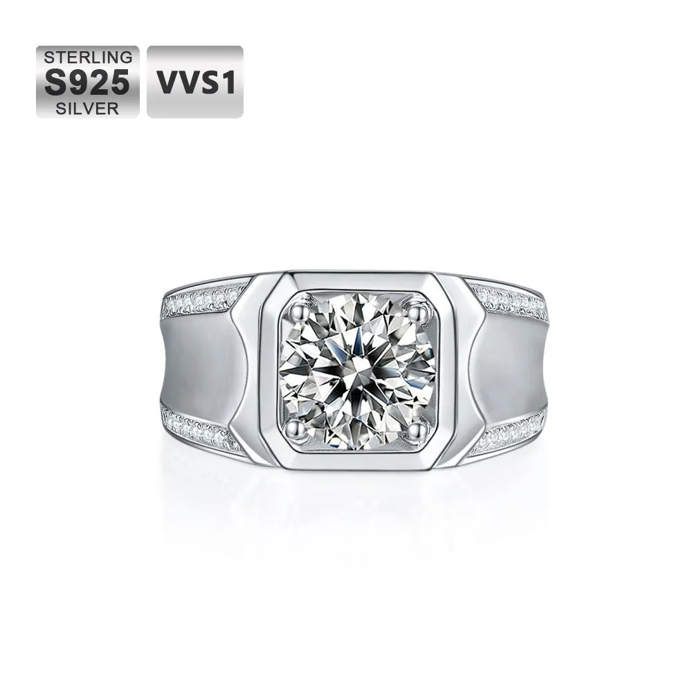 3.0 Carats VVS1 Moissanite Men Ring 0078