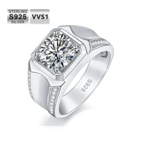 3.0 Carats VVS1 Moissanite Men Ring 0078