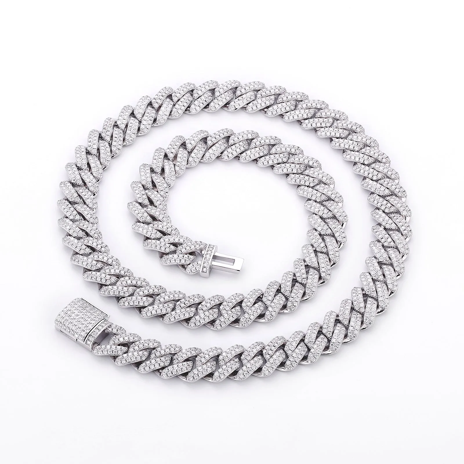 6mm Moissanite Cuban Link Chain Necklace S925 Silver KRKC