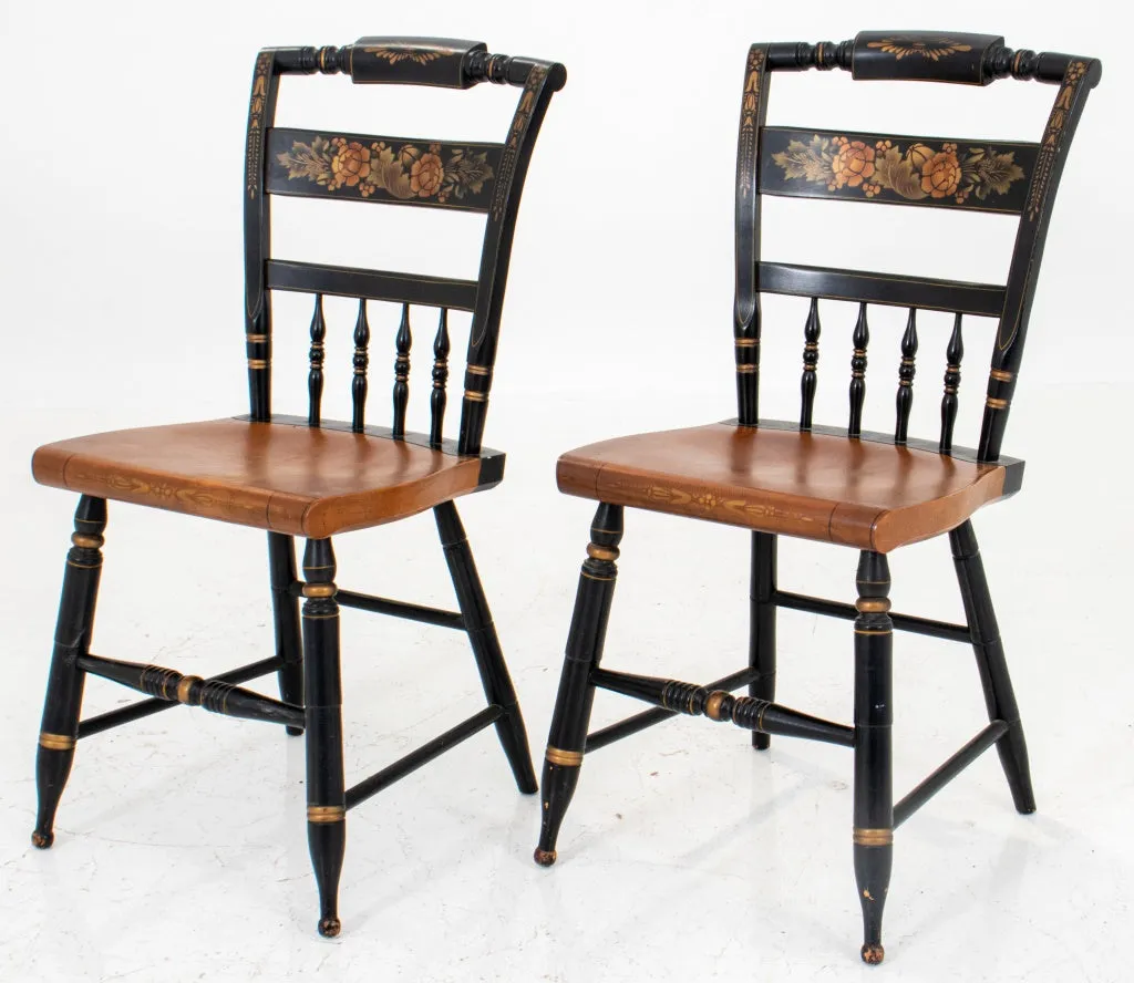 American Folk Style Stenciled Side Chairs