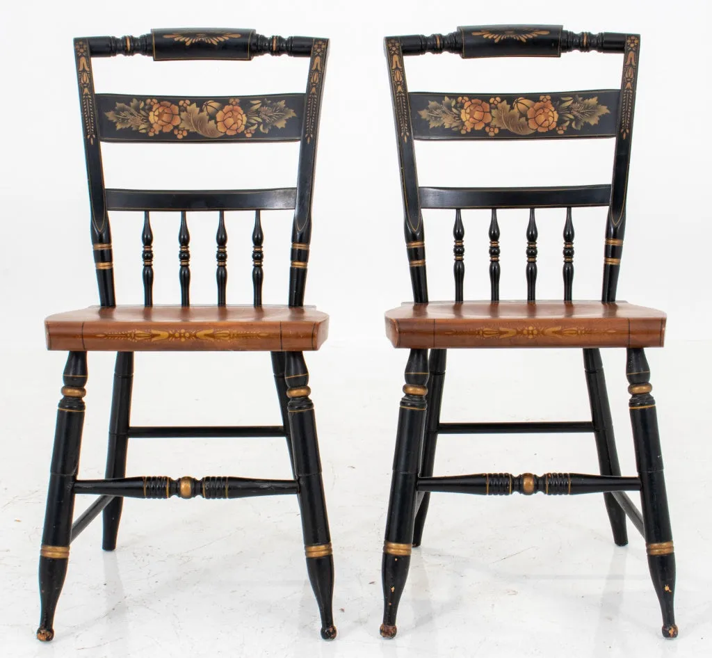 American Folk Style Stenciled Side Chairs