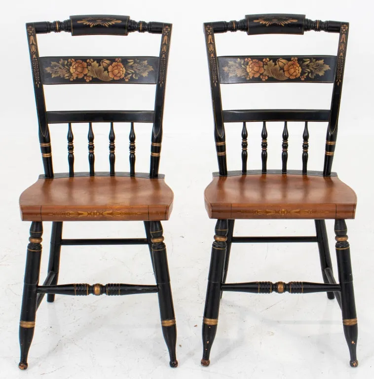 American Folk Style Stenciled Side Chairs