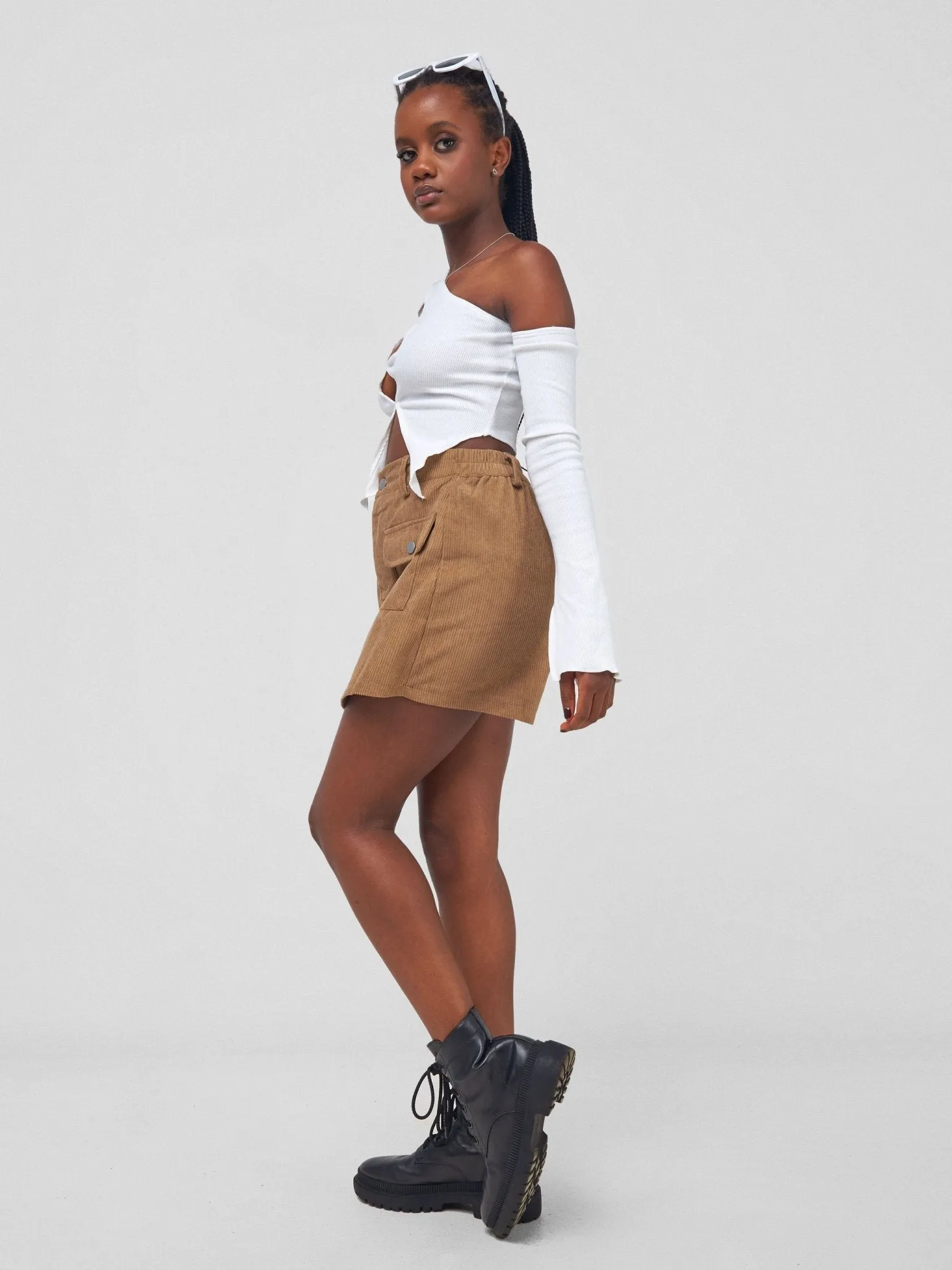 Anika Corduroy Chic Skort - Brown