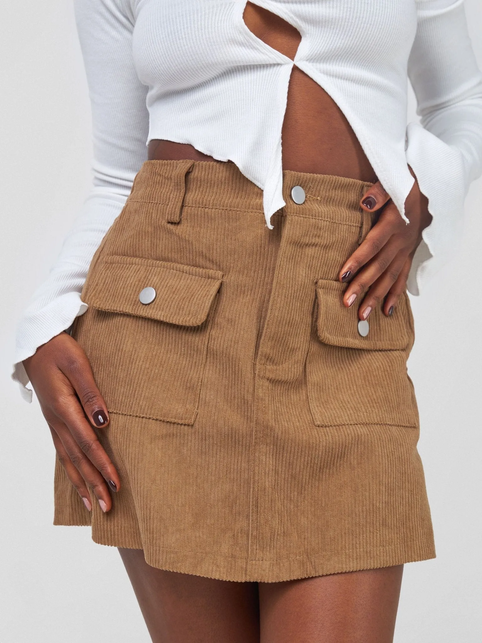 Anika Corduroy Chic Skort - Brown