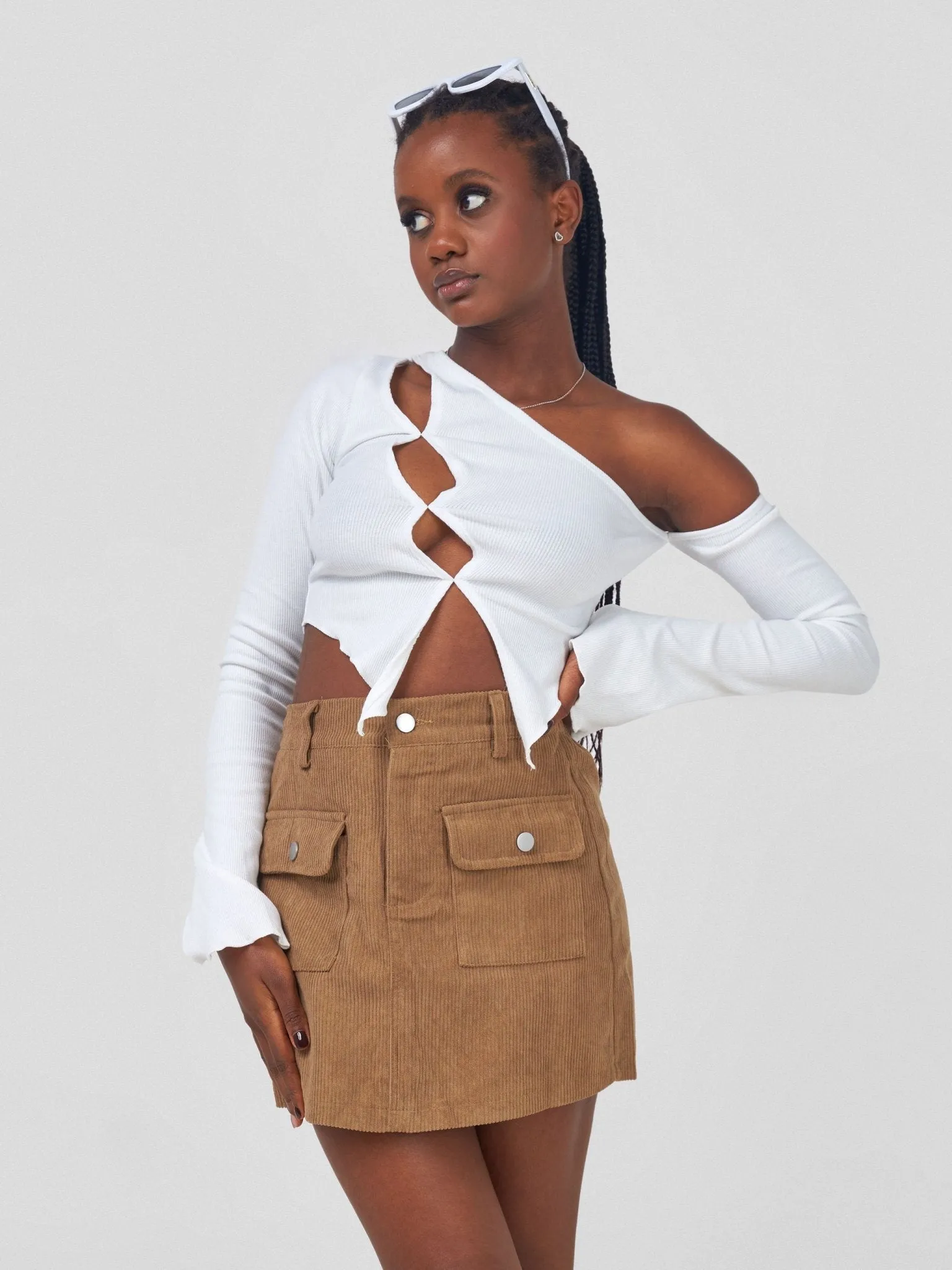 Anika Corduroy Chic Skort - Brown