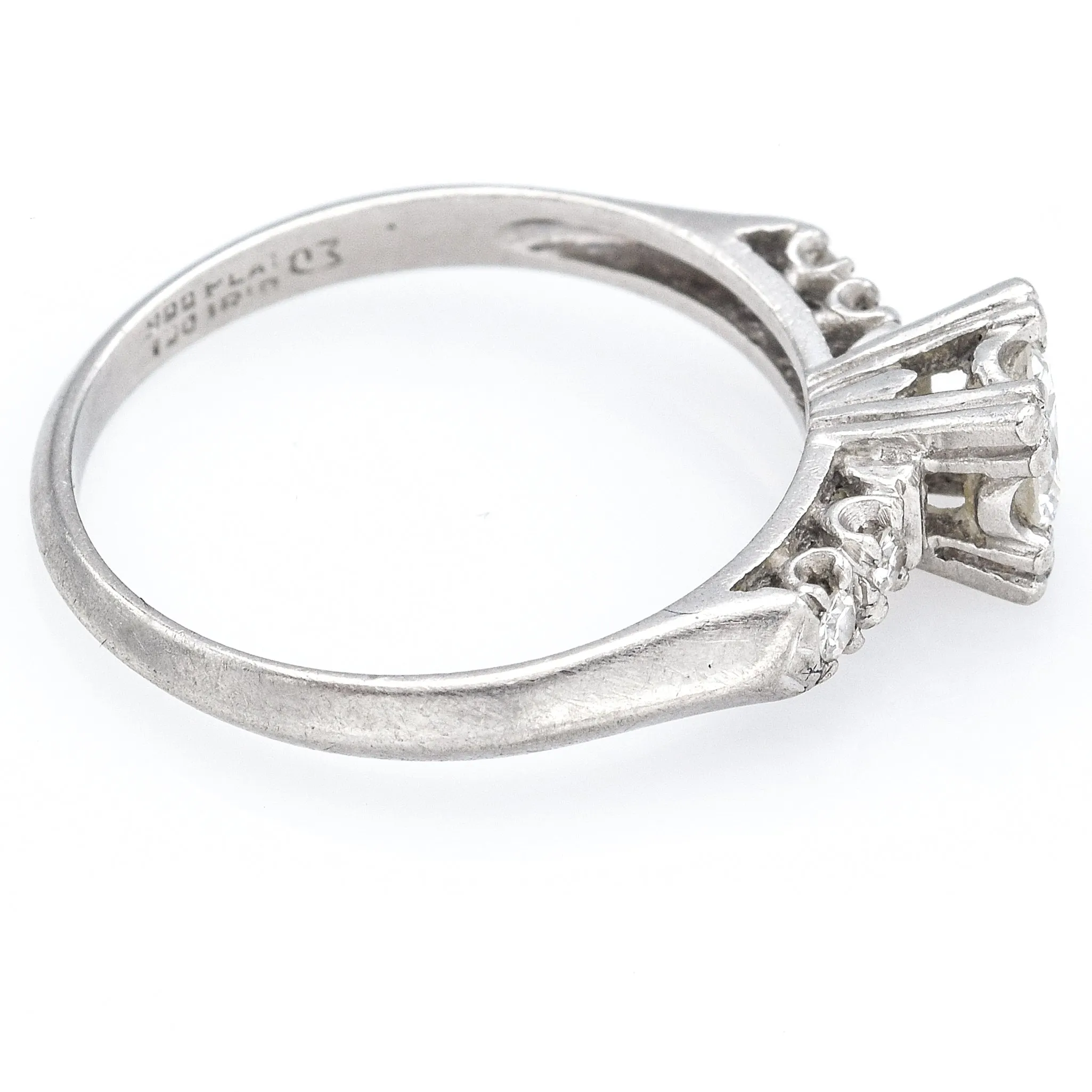 Antique Platinum 0.36 Ct Diamond Filigree Band Ring 3.6 Grams G/H VS-1/2