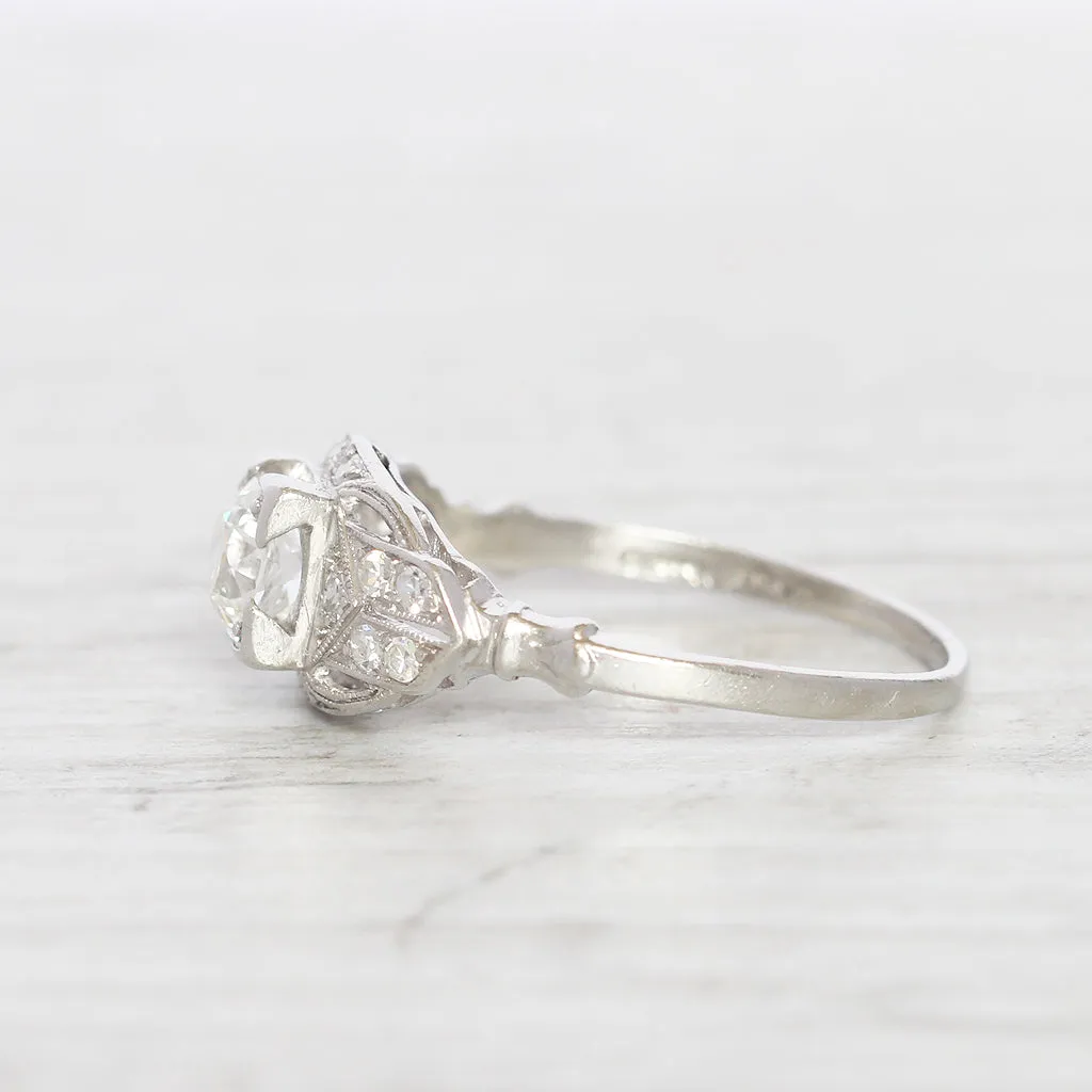 Art Deco 0.60 Carat Old European Cut Diamond Ring