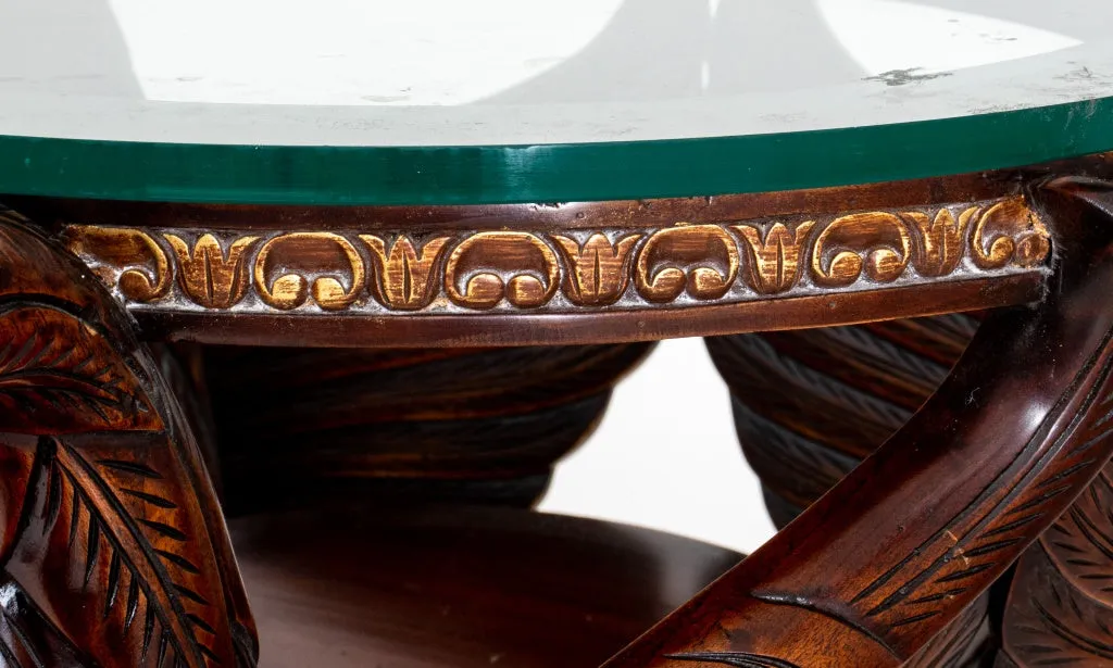 Art Nouveau Revival Swan Carved Mahogany Pedestal