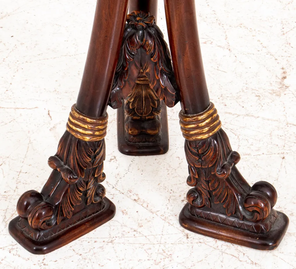 Art Nouveau Revival Swan Carved Mahogany Pedestal