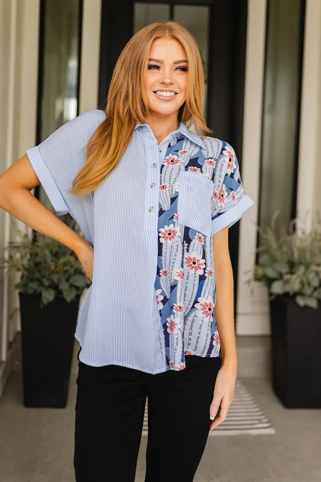 Best Of Both Worlds Button Down Top