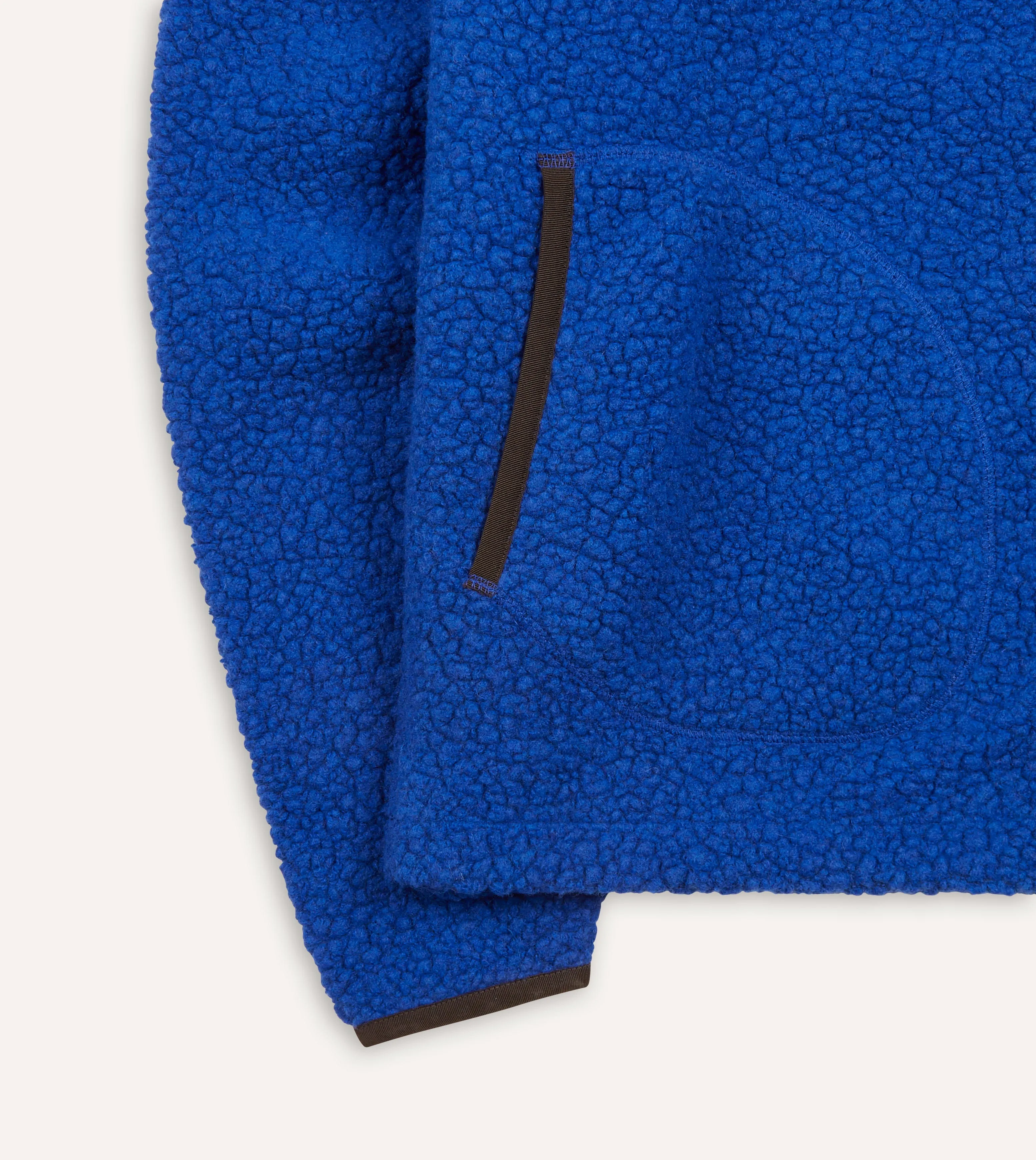 Blue Boucle Wool Zip Fleece Jacket