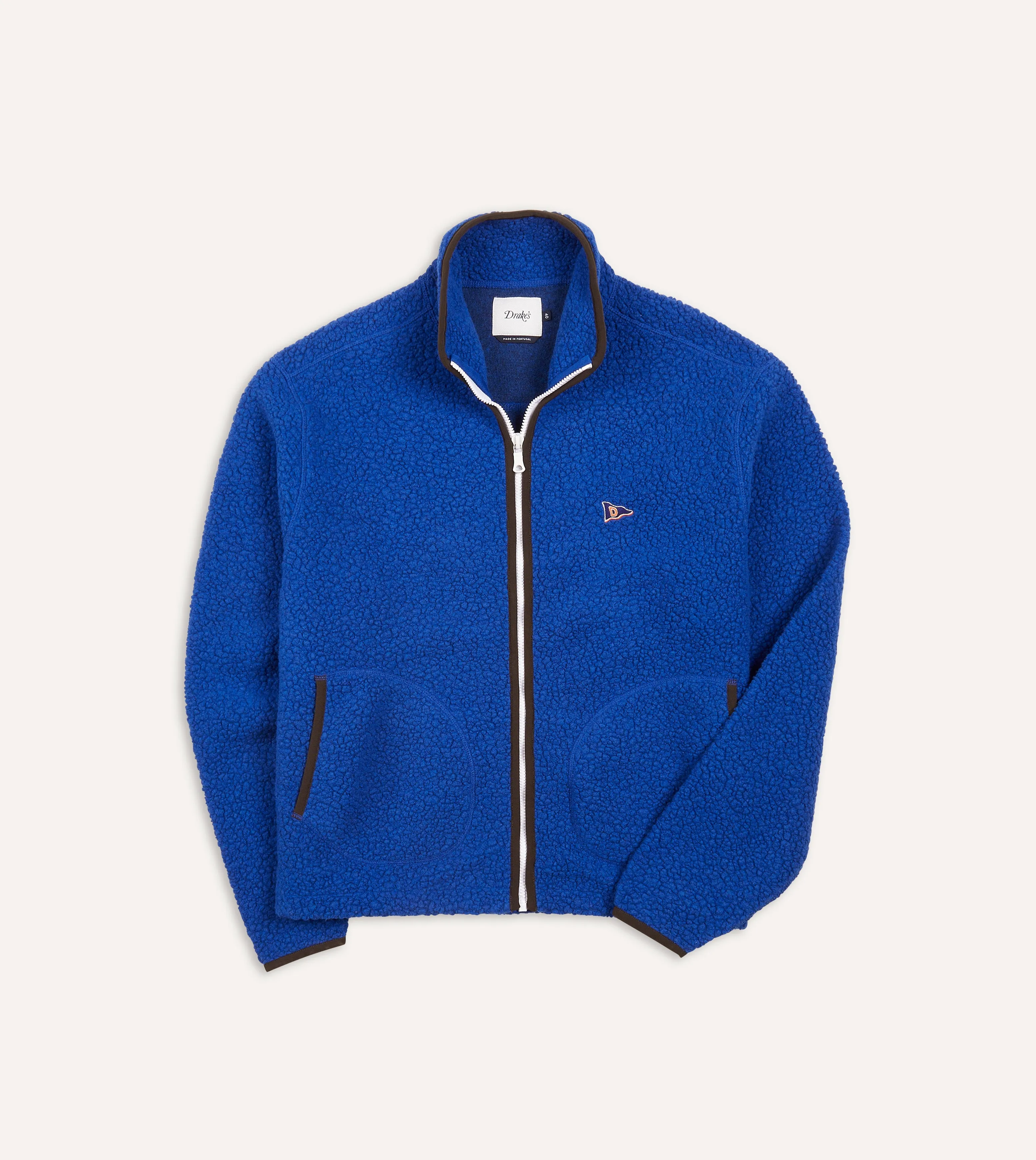 Blue Boucle Wool Zip Fleece Jacket