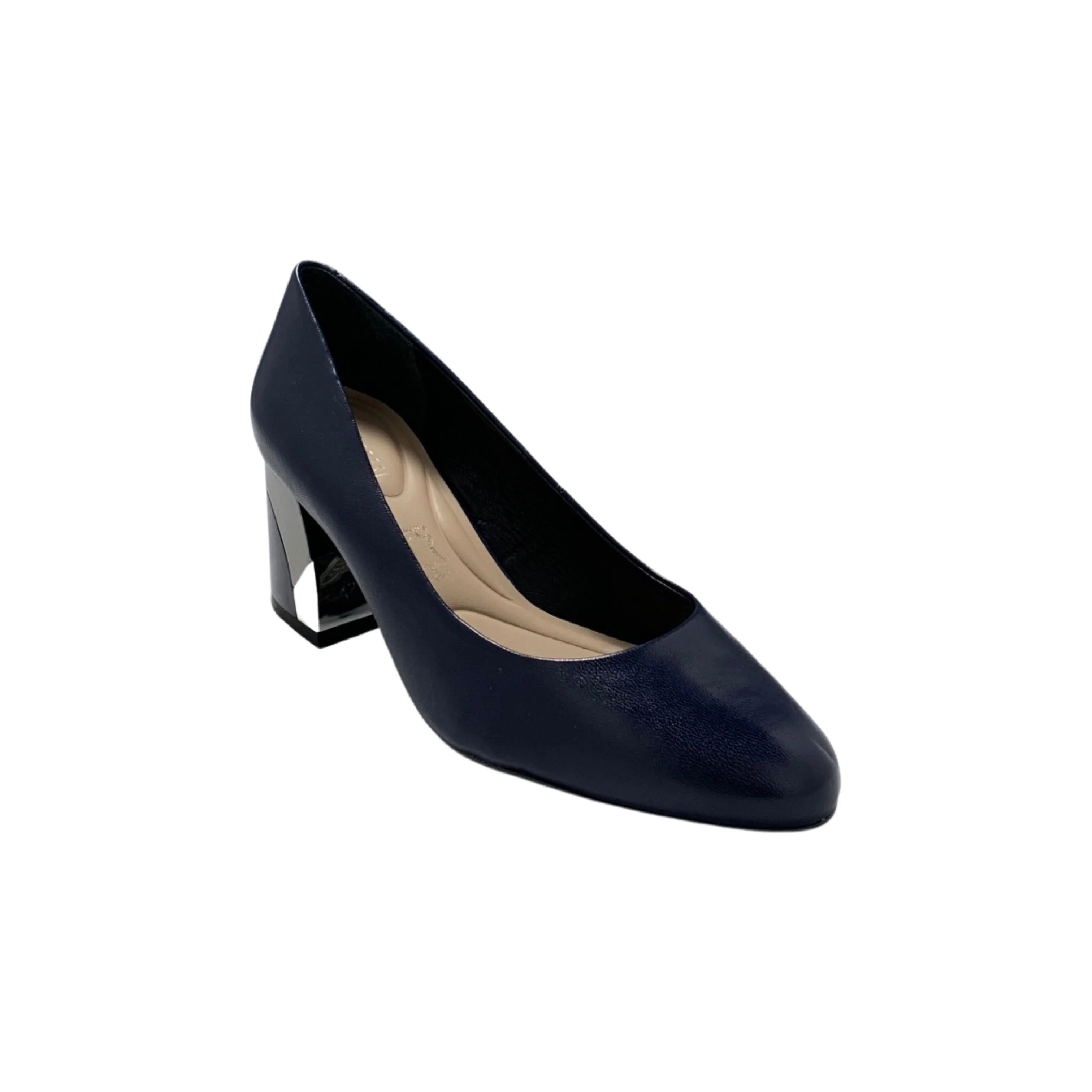 Boric Navy Leather Pump