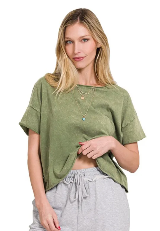 Britt Acid Wash Crop Top - 5 Colors