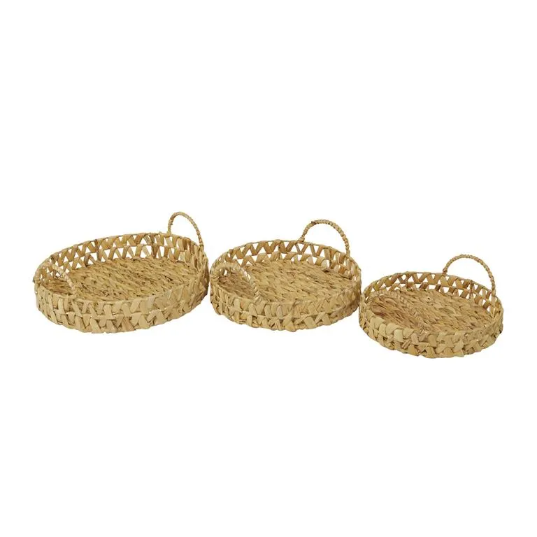 BROWN SEAGRASS HANDMADE WOVEN TRAY WITH HANDLES,