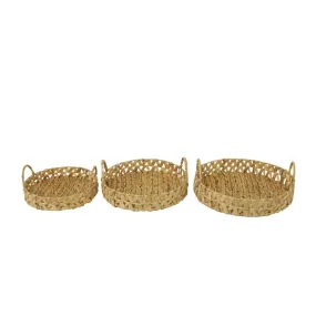 BROWN SEAGRASS HANDMADE WOVEN TRAY WITH HANDLES,