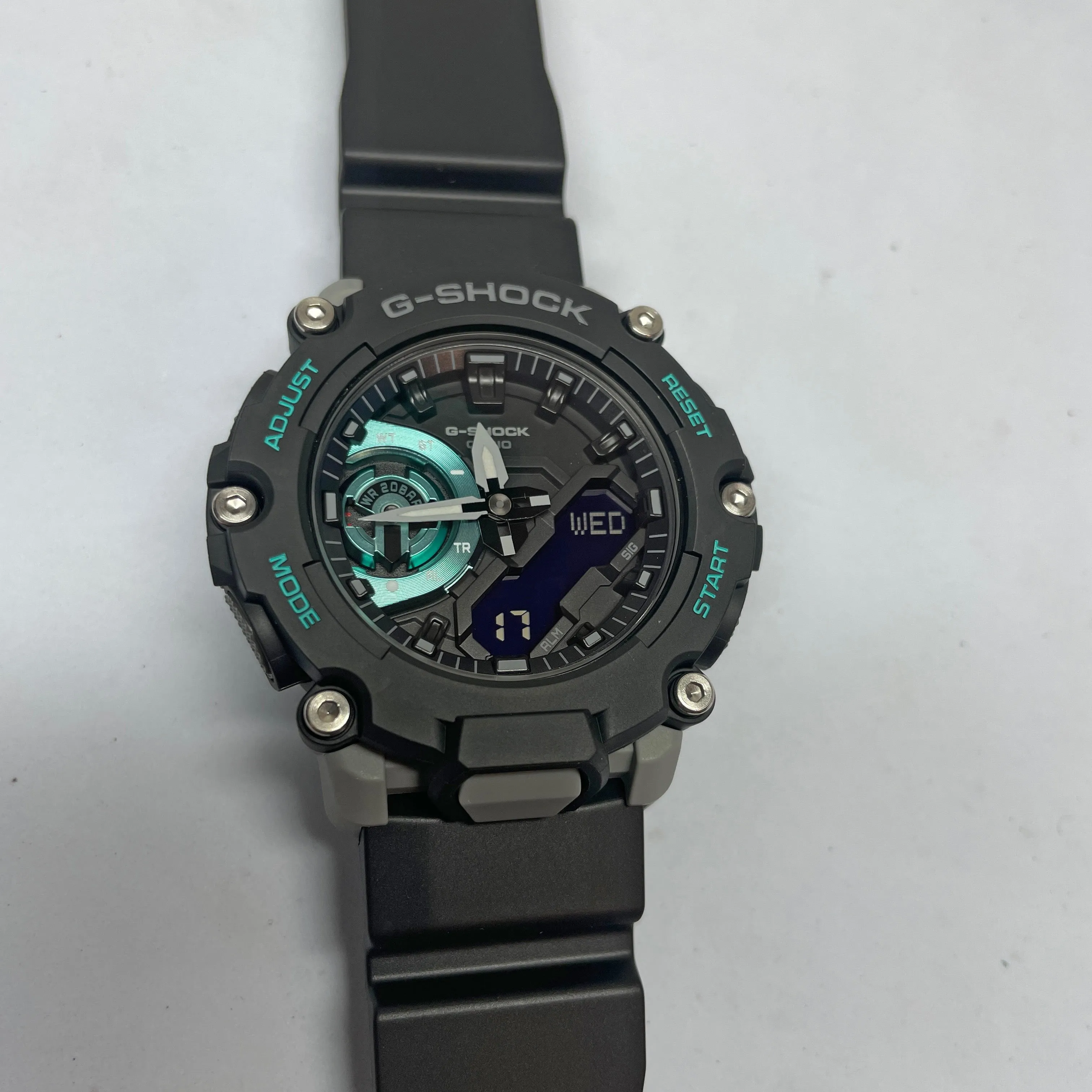 CASIO G-Shock GA2200M-1A Carbon Core Watch Blue Grey