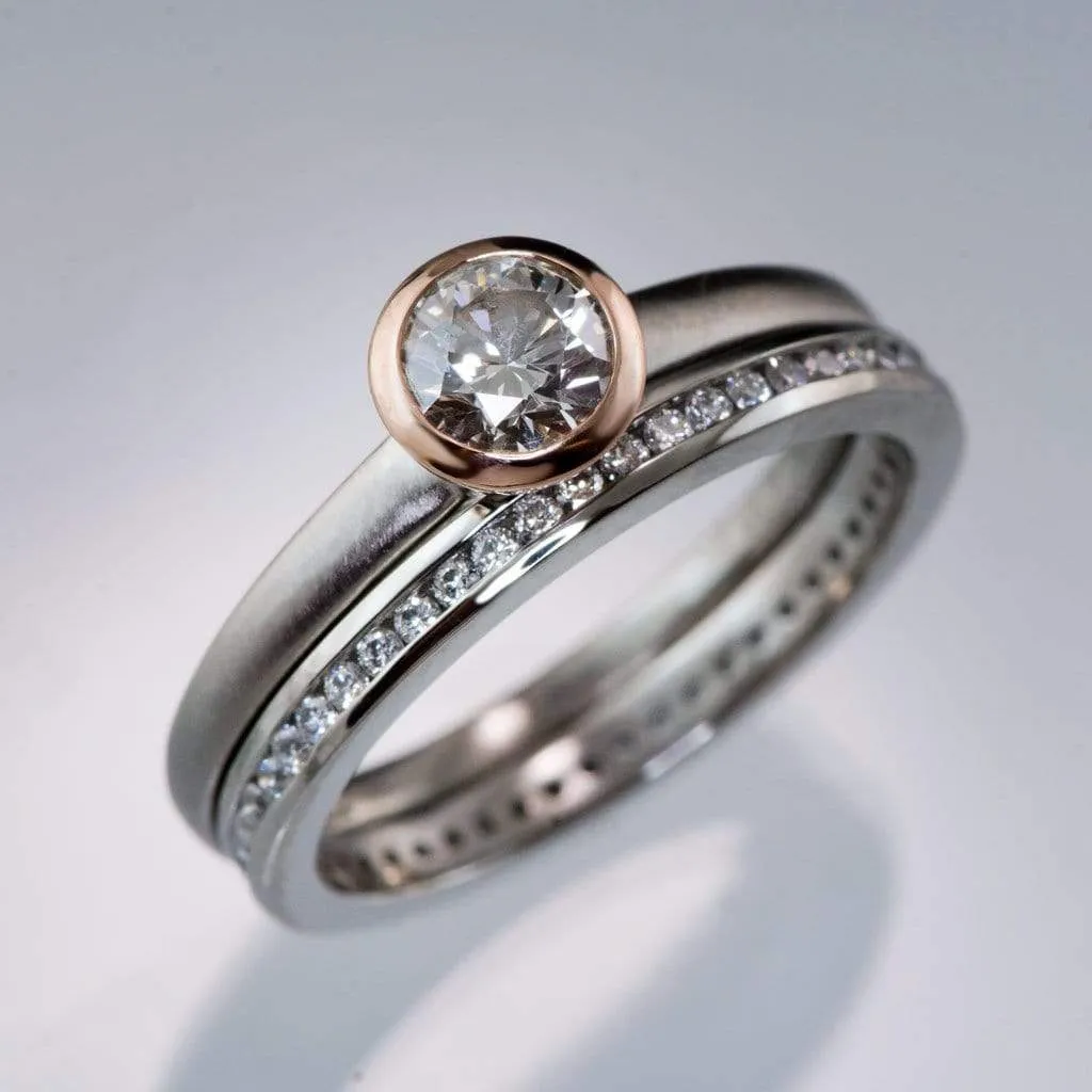 Channel Set Diamond or Moissanite Narrow Eternity Stacking Wedding Ring