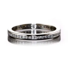 Channel Set Diamond or Moissanite Narrow Eternity Stacking Wedding Ring