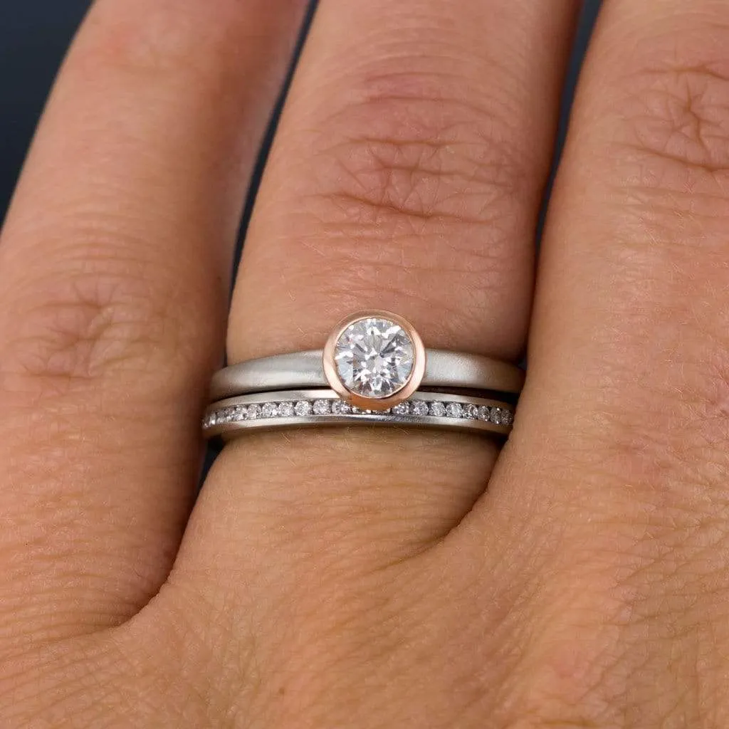 Channel Set Diamond or Moissanite Narrow Eternity Stacking Wedding Ring