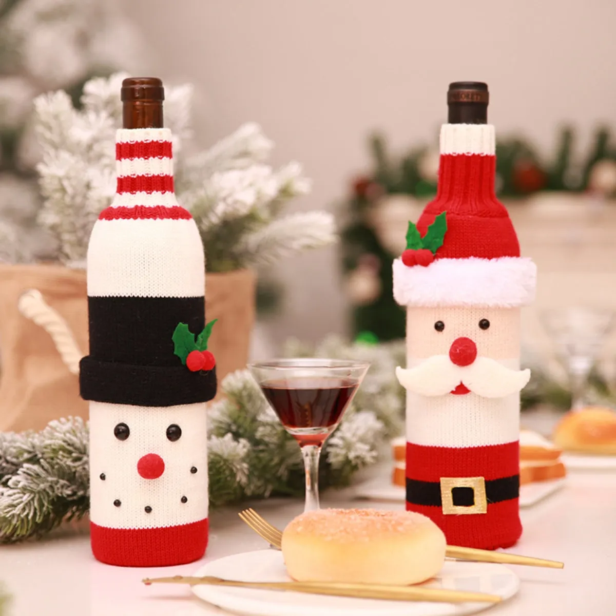 CHRISTMAS KNIT WINE BOTTLE COVER