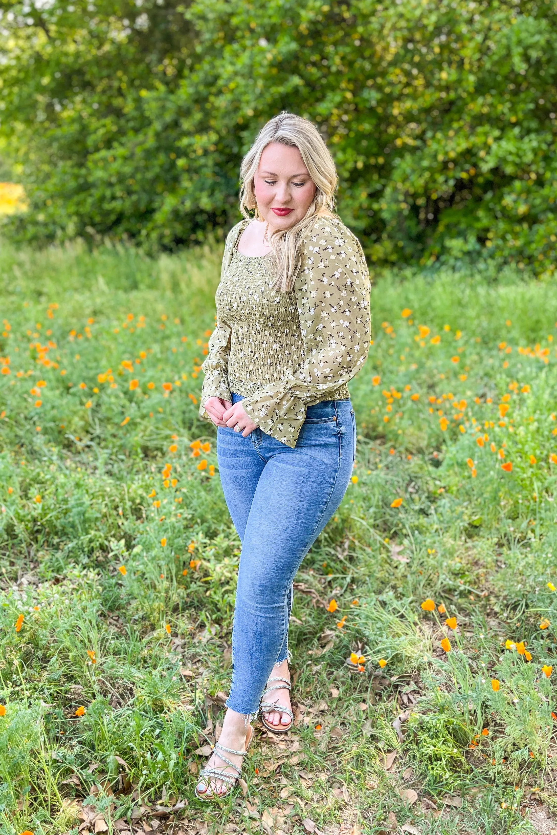 Different For Girls Smocked Floral Top