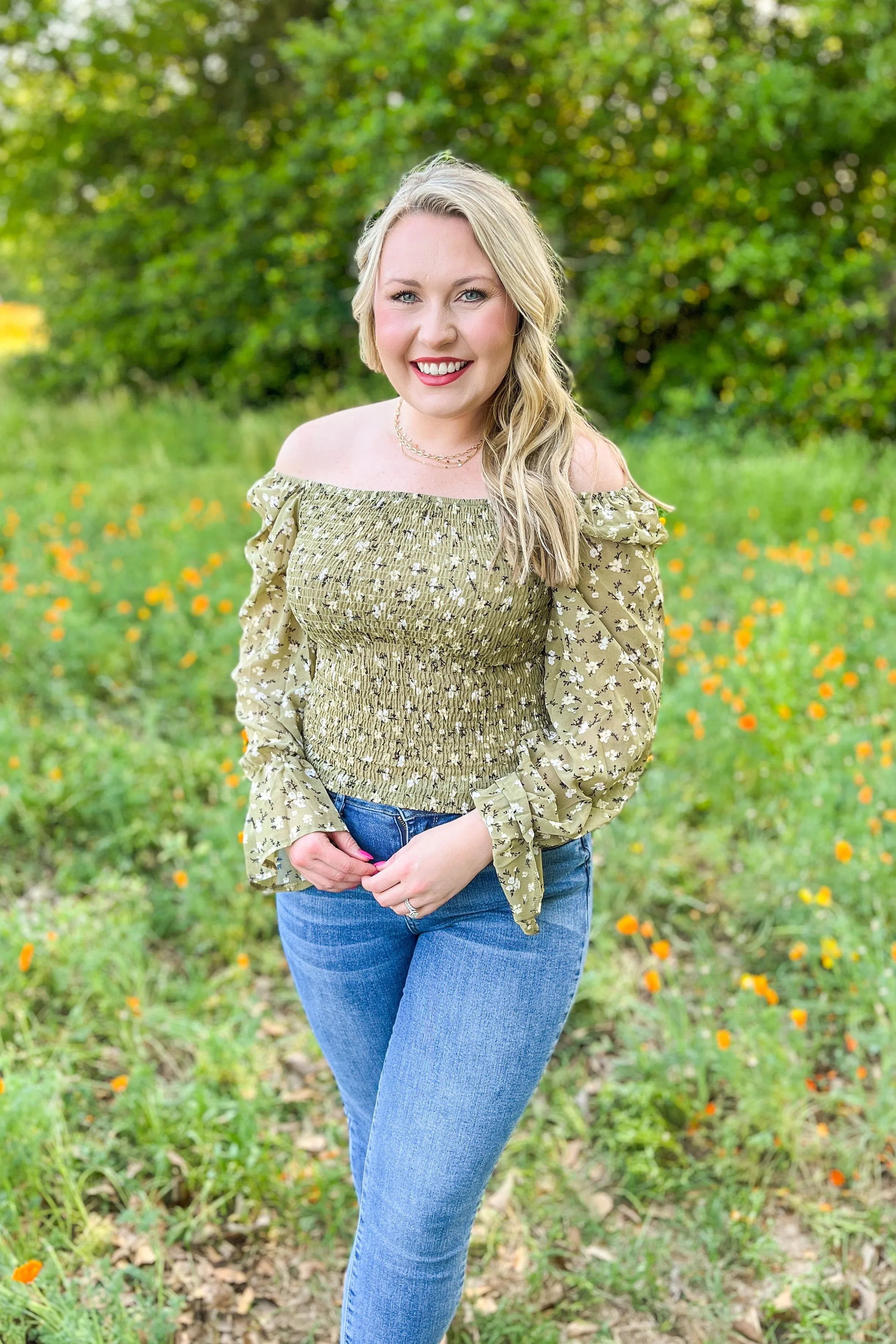 Different For Girls Smocked Floral Top