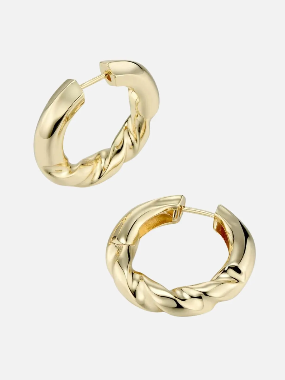 Drill Bit Hoop Earrings Large : Brass   18K Gold