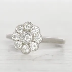 Edwardian Style 0.75 Carat Old Cut Diamond Daisy Cluster