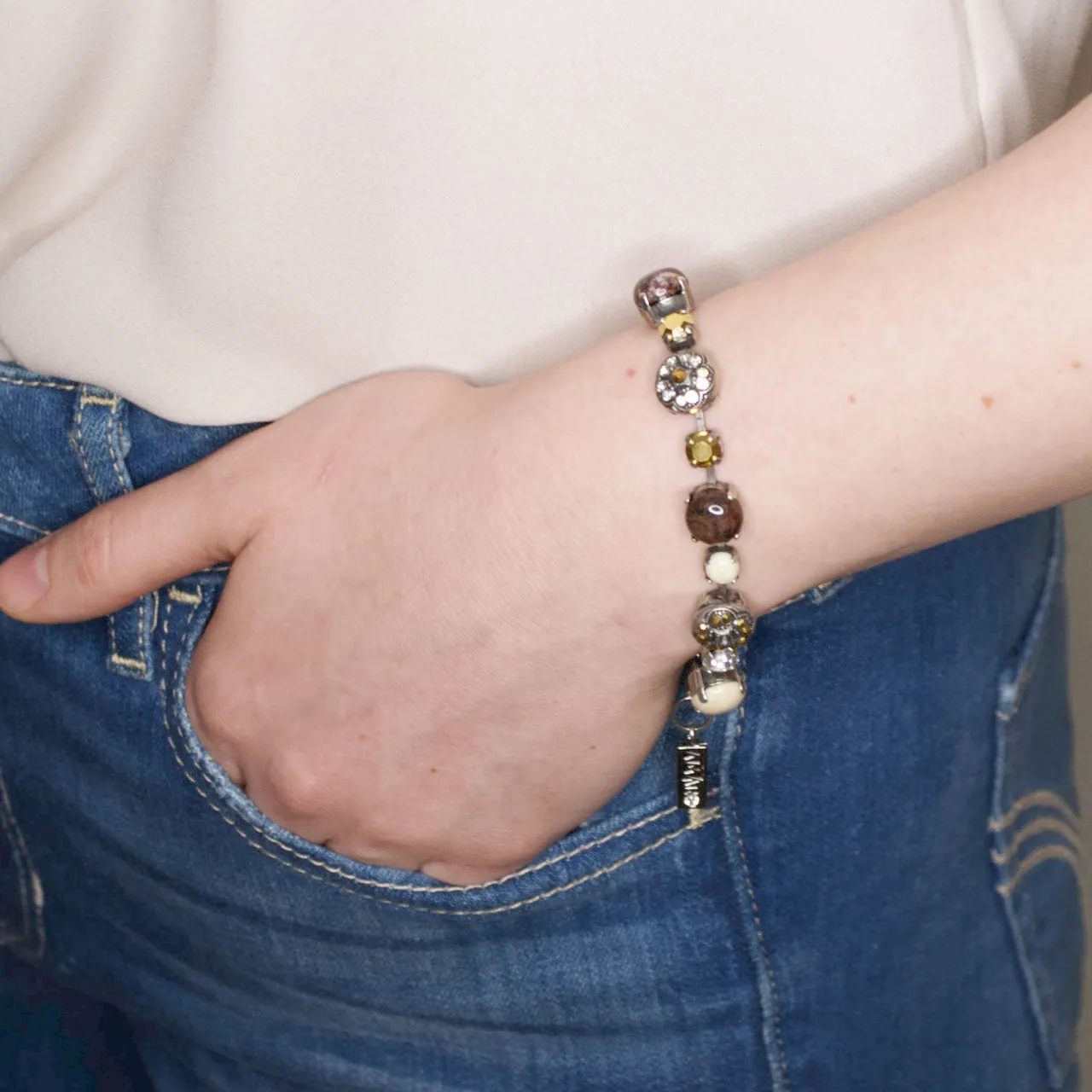 Enchanting Floral Gemstone Bracelet in Shades of Chocolate by AMARO