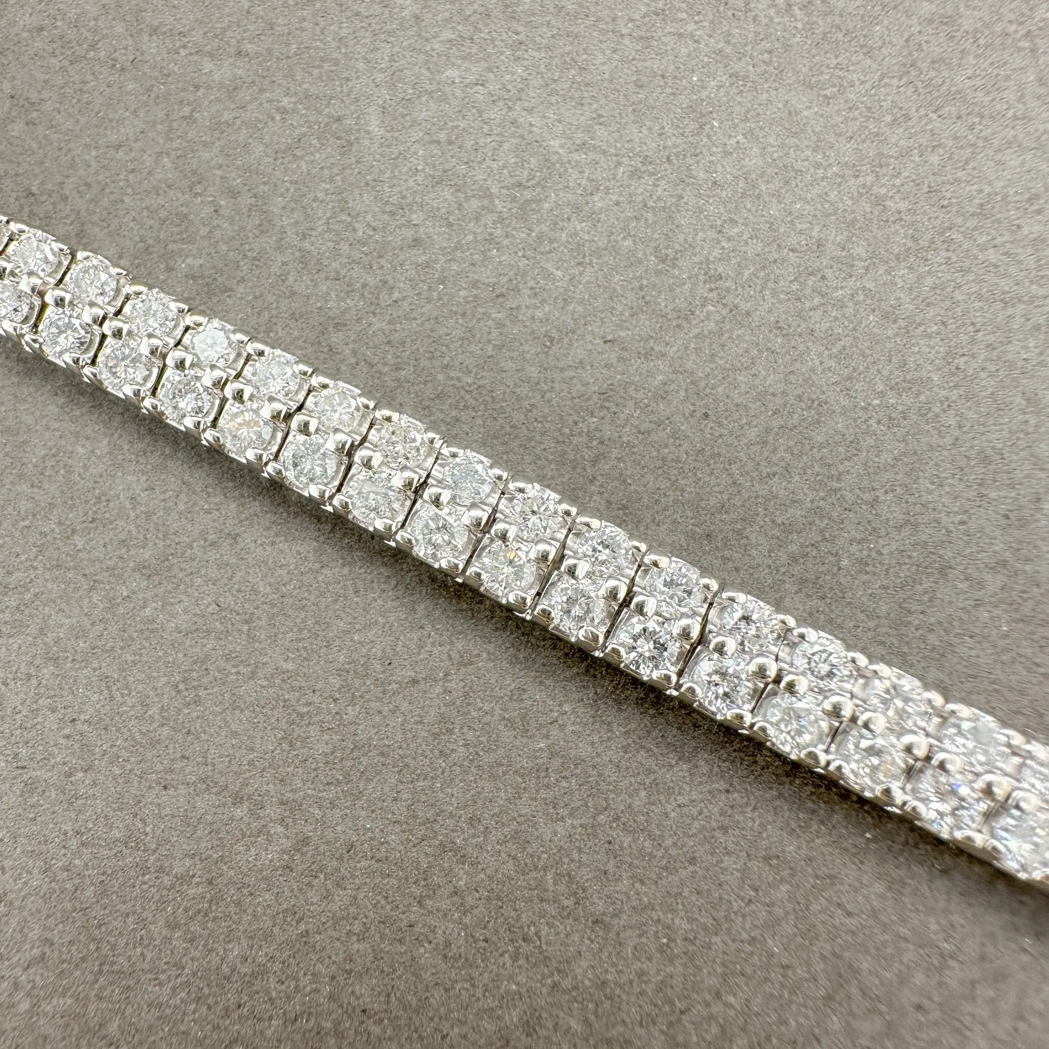 Estate 14K W Gold 6.48ctw G-H/SI1 Diamond Double Row Tennis Bracelet