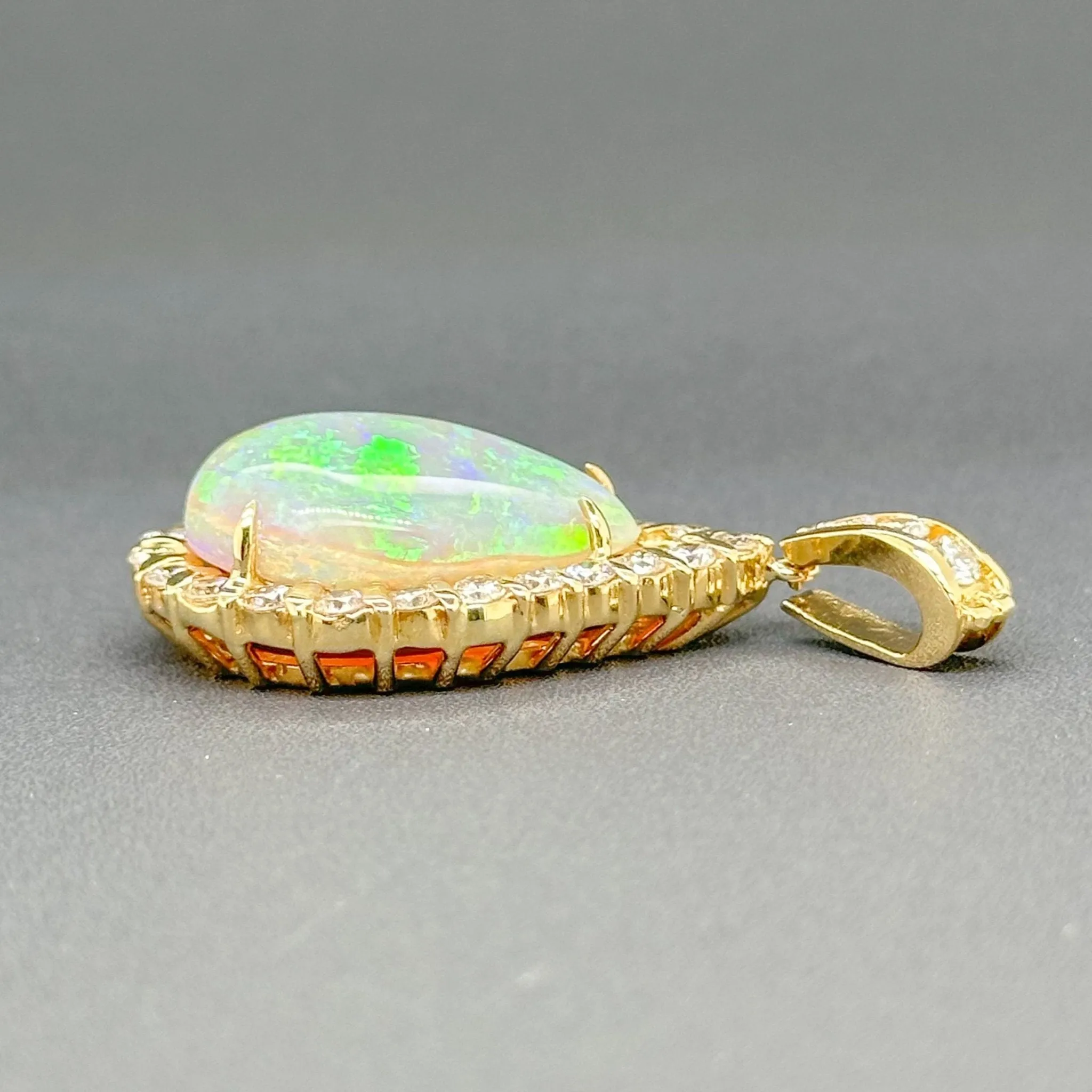 Estate 18K Y Gold 16.76ct Opal & 1.65ctw G-H/VS2-SI1 Diamond Pendant