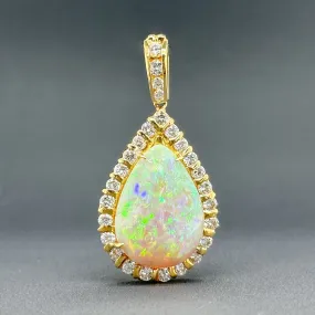 Estate 18K Y Gold 16.76ct Opal & 1.65ctw G-H/VS2-SI1 Diamond Pendant