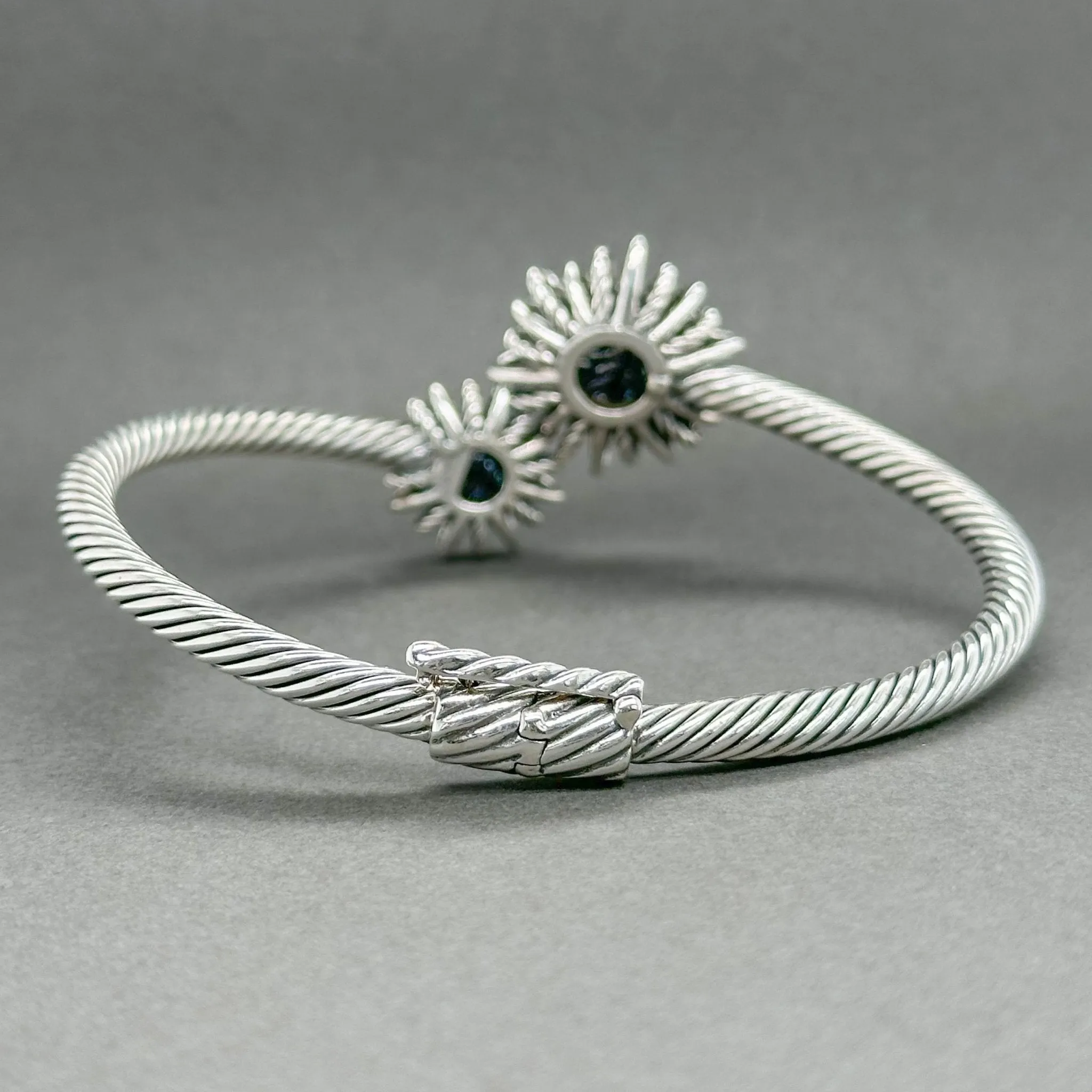 Estate David Yurman SS 0.74ctw G-H/SI1 Diamond Starburst Open Bangle