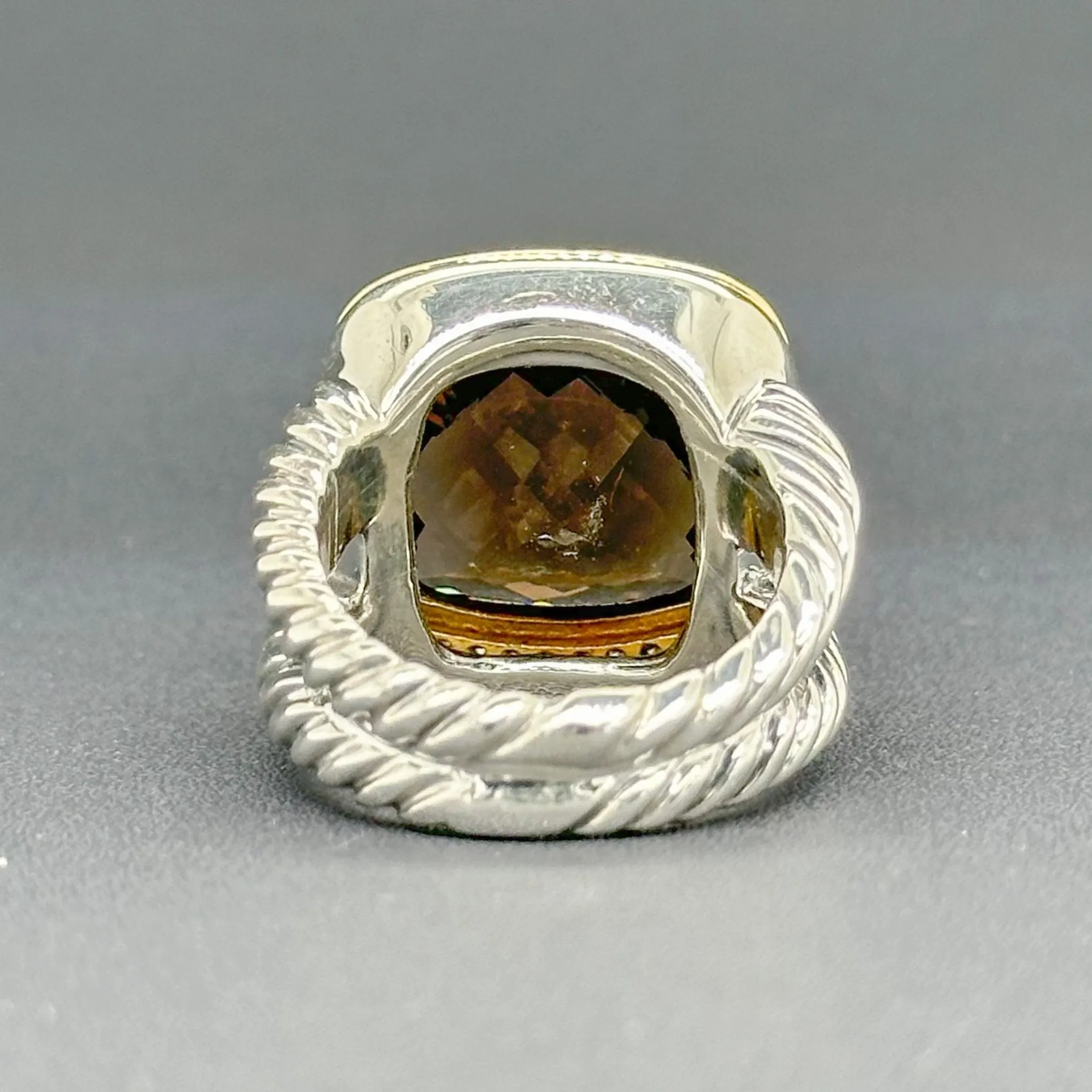 Estate David Yurman SS 18 11.55ct Smoky Quartz & 0.20ctw G-H/VS2-SI1 Diamond Albion Ring