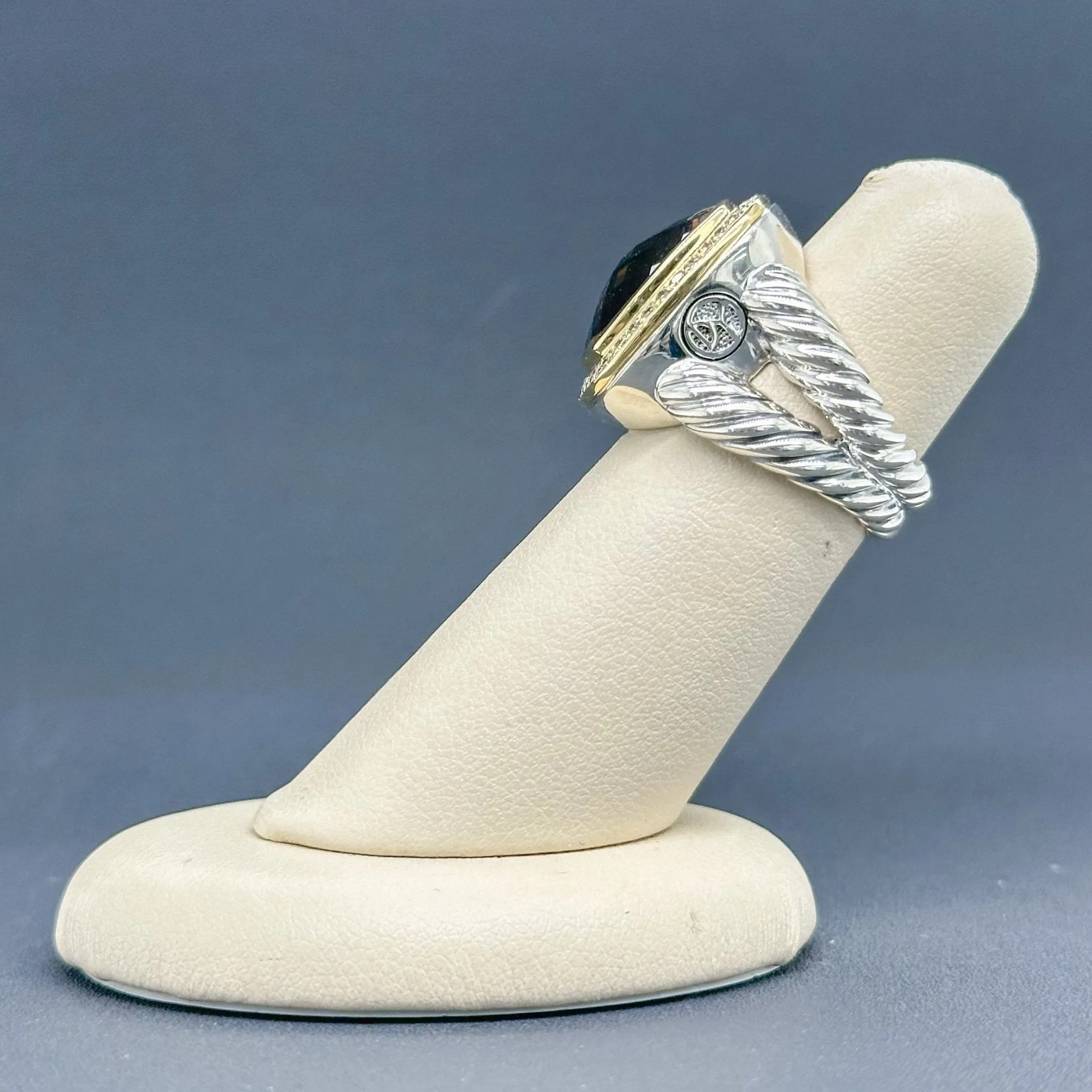 Estate David Yurman SS 18 11.55ct Smoky Quartz & 0.20ctw G-H/VS2-SI1 Diamond Albion Ring