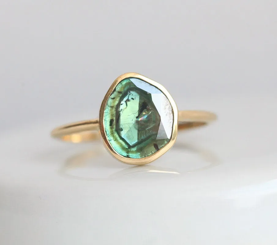 Eulalia Teal Diamond Slice Ring