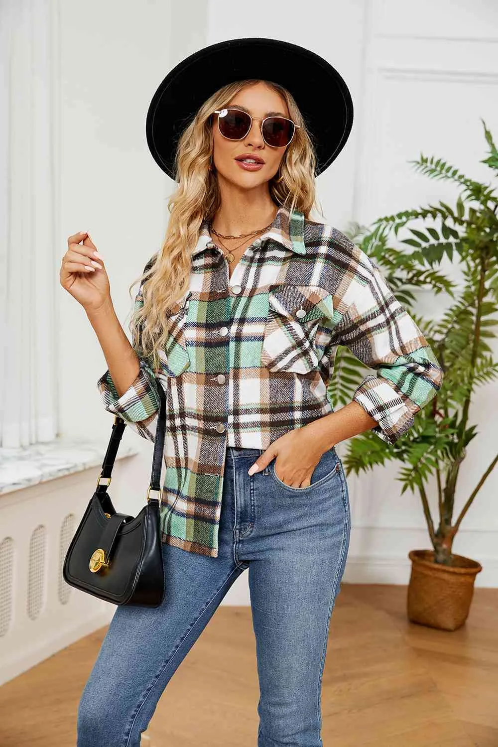 Explore More Collection - Collared Plaid Shacket