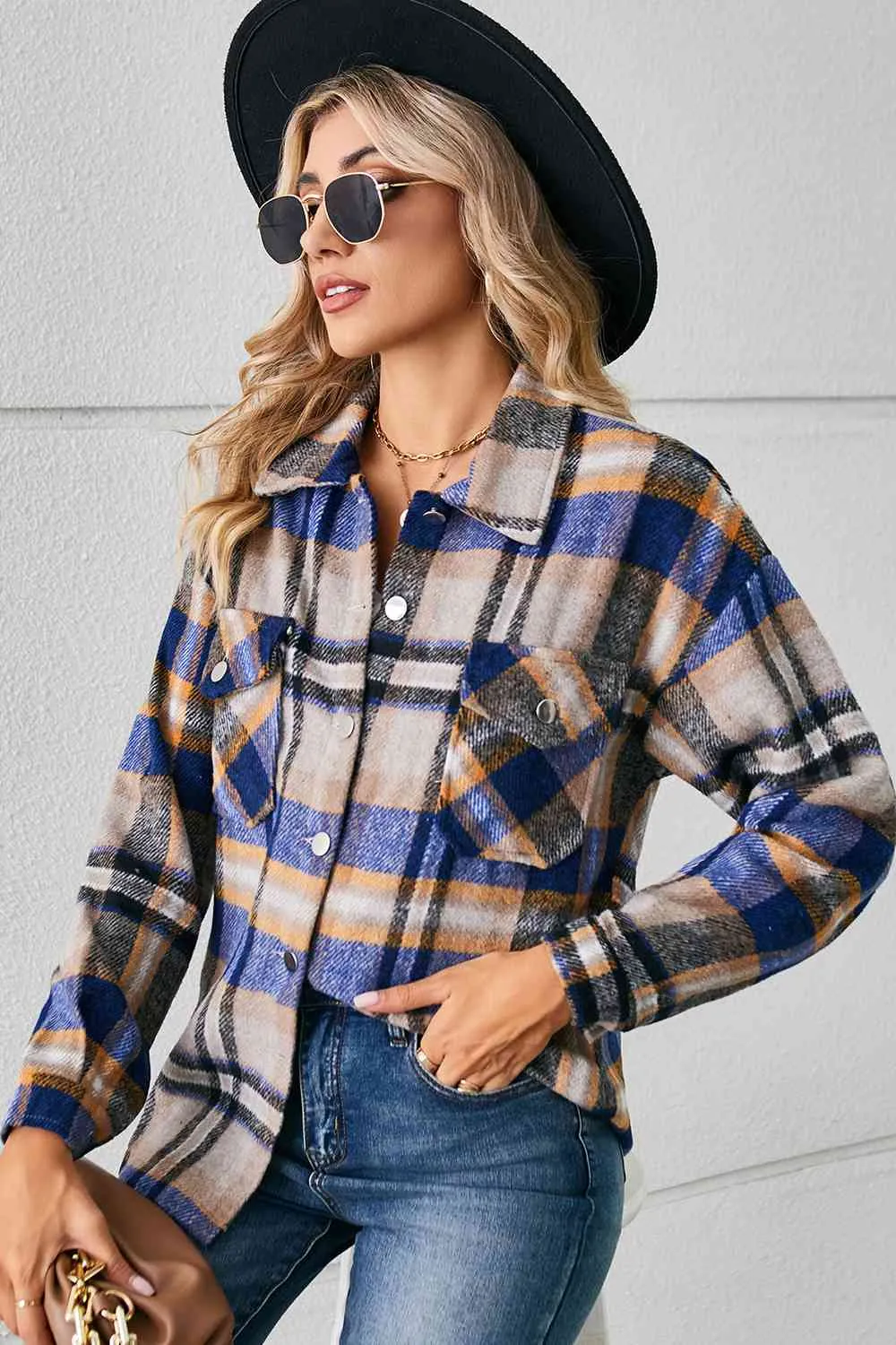 Explore More Collection - Collared Plaid Shacket