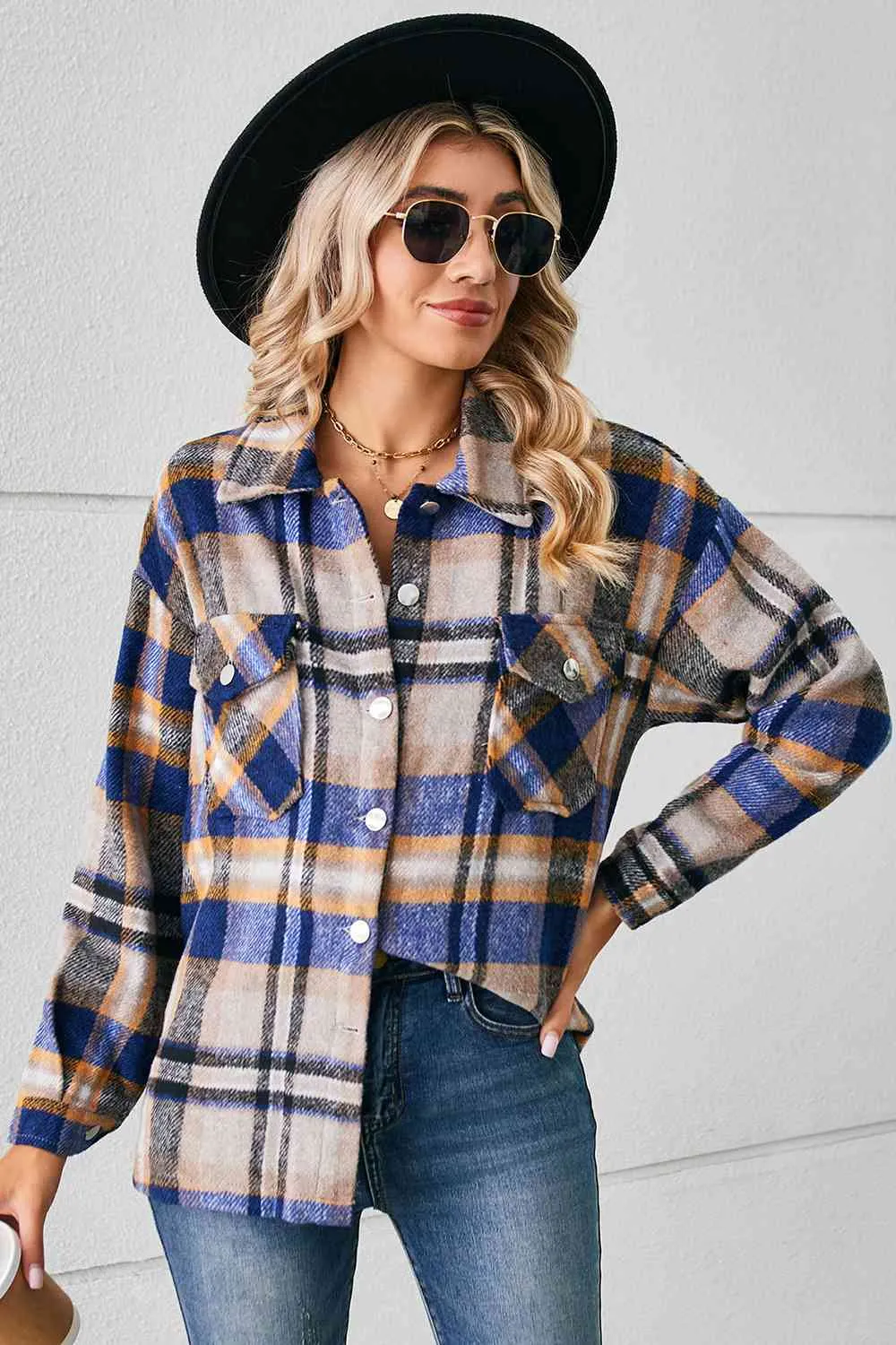 Explore More Collection - Collared Plaid Shacket